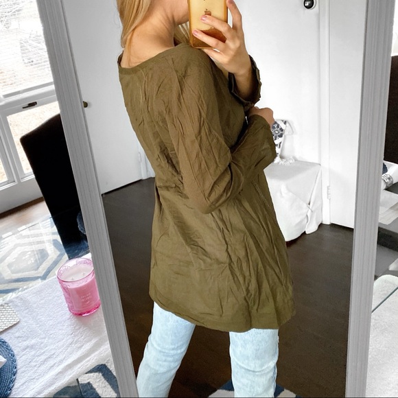 🍃 TWIST & TANGO OLIVE GREEN CASUAL LOOSE FIT COTTON TUNIC TOP/DRESS! - Picture 4 of 9